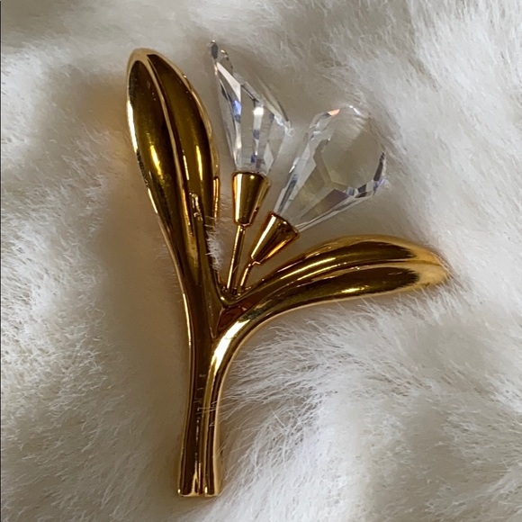Swarovski Calla lily goldtone brooch